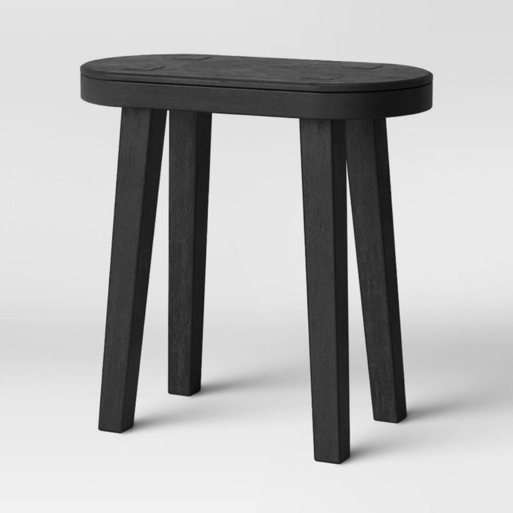 Threshold Woodland Tall Carved Oval Wood Table Black Stool BRAND NEW